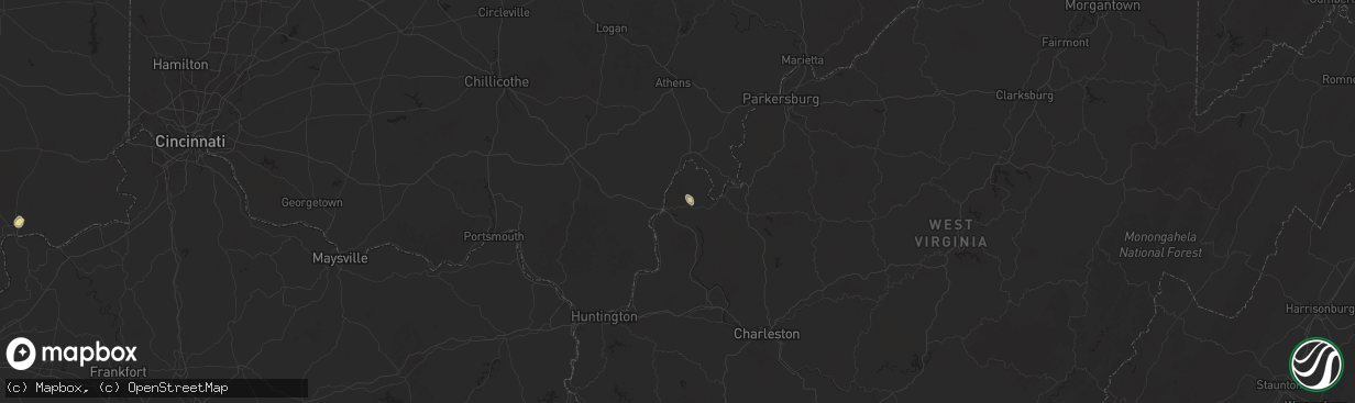 Hail map in Point Pleasant, WV on May 13, 2025