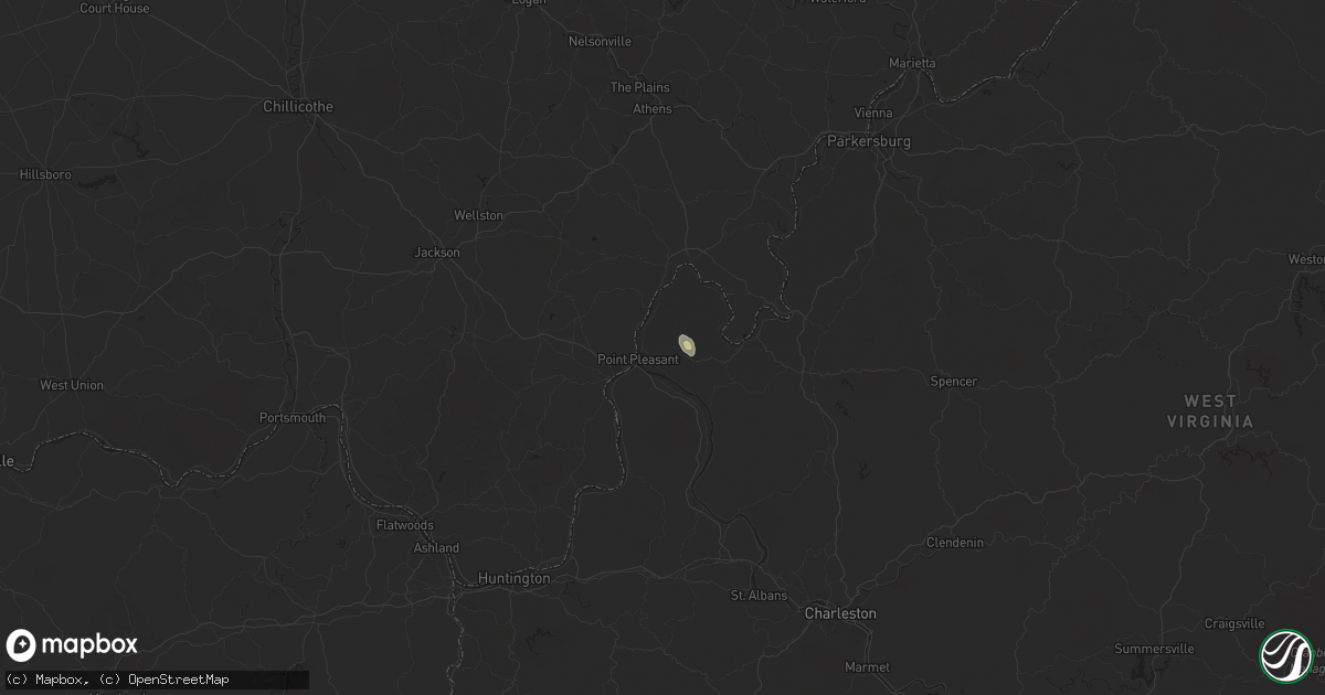 Hail map in Point Pleasant, WV on May 13, 2025
