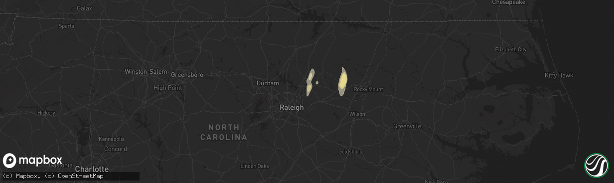 Hail map in Rolesville, NC on May 13, 2025
