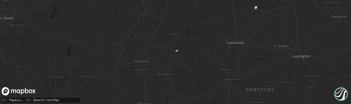 Hail map in Santa Claus, IN on May 13, 2025