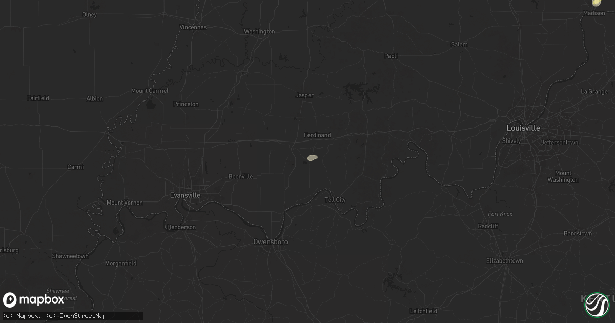 Hail map in Santa Claus, IN on May 13, 2025