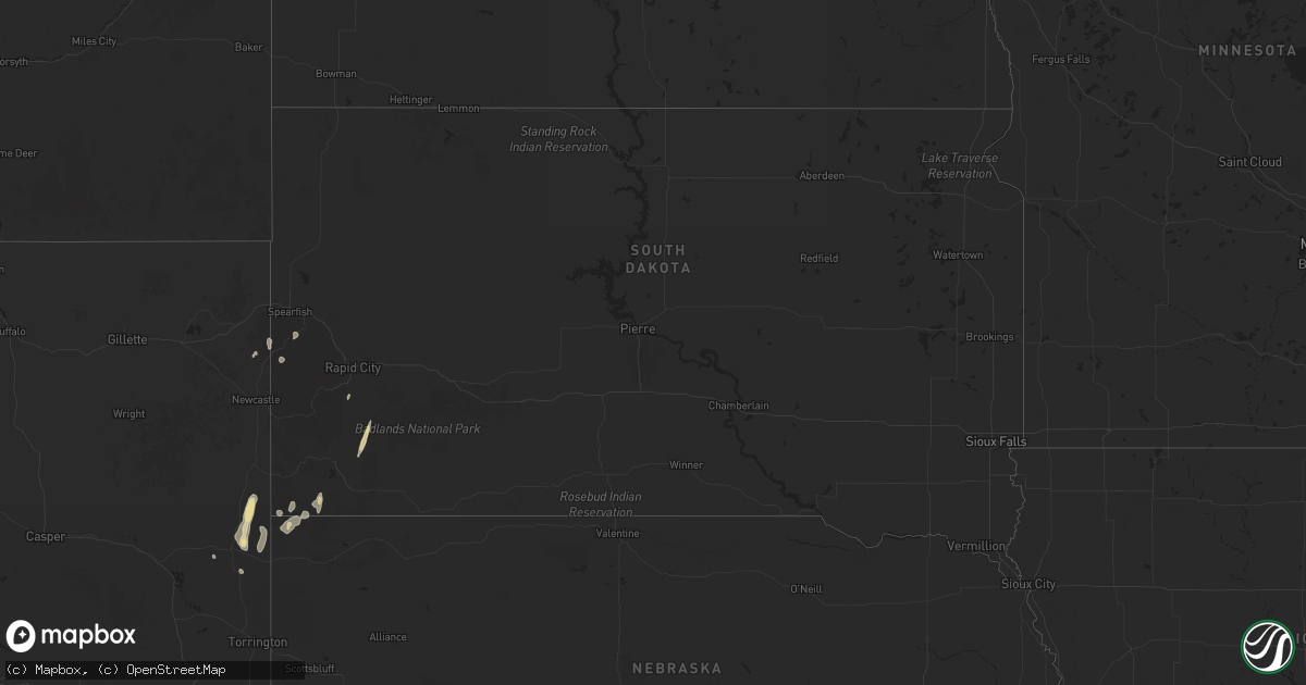 Hail map in South Dakota on May 13, 2025