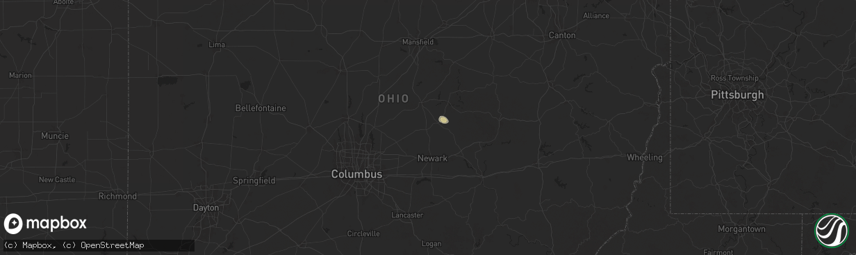 Hail map in Utica, OH on May 13, 2025