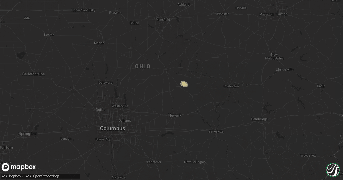 Hail map in Utica, OH on May 13, 2025
