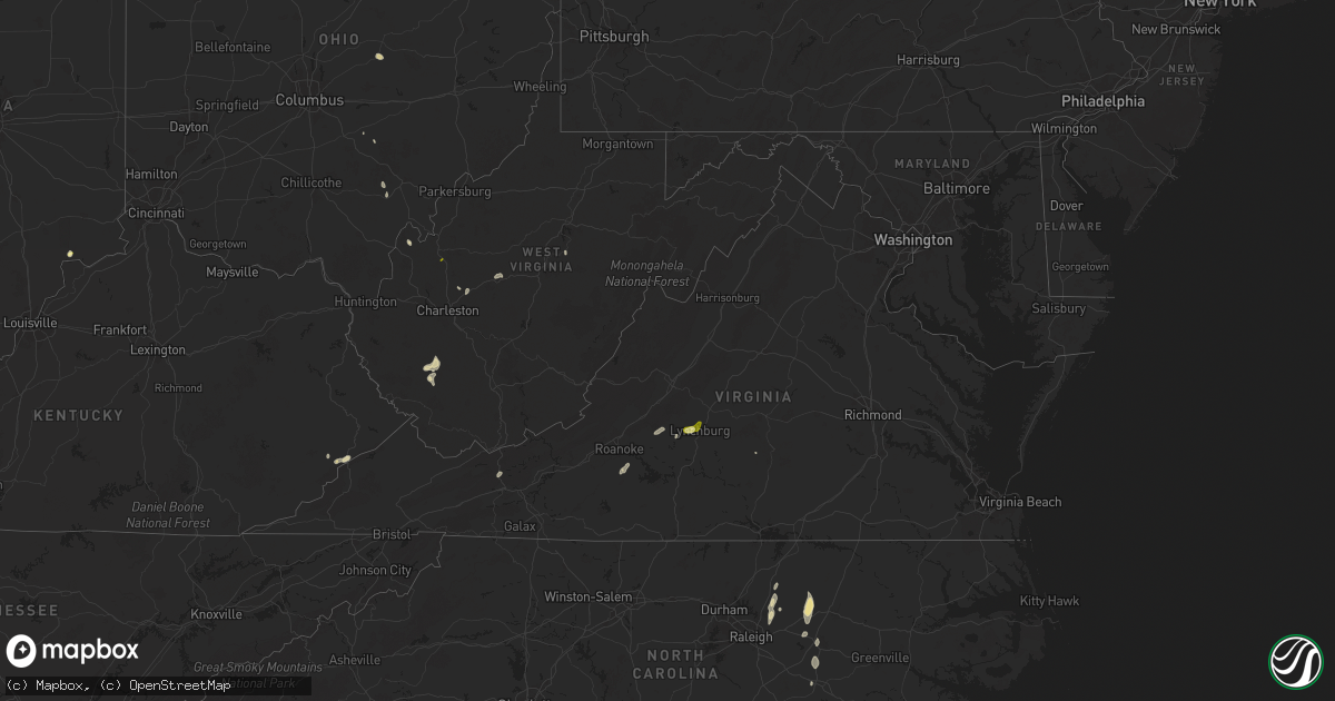 Hail map in Virginia on May 13, 2025
