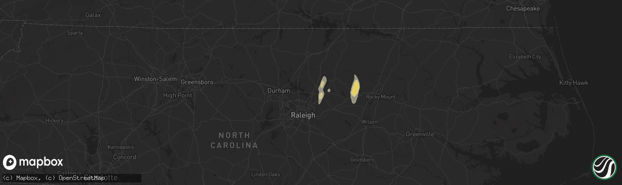 Hail map in Wake Forest, NC on May 13, 2025