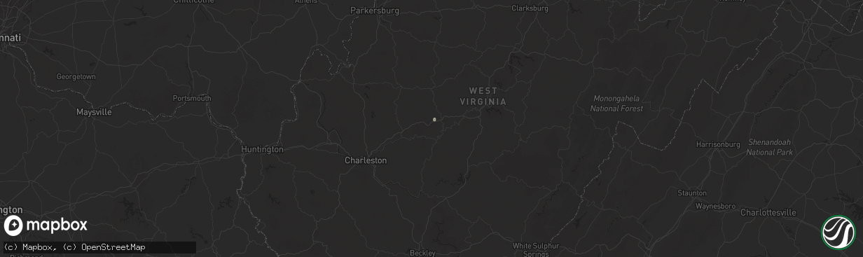 Hail map in Wallback, WV on May 13, 2025