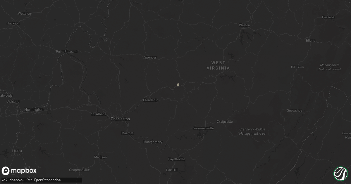 Hail map in Wallback, WV on May 13, 2025