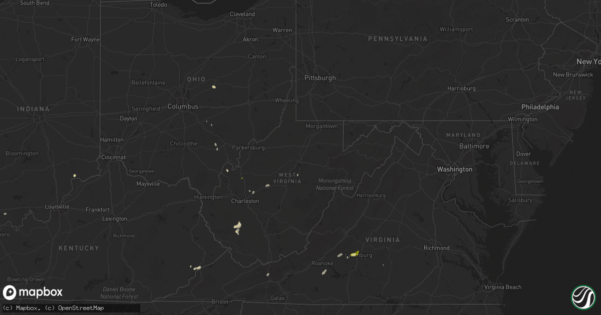 Hail map in West Virginia on May 13, 2025