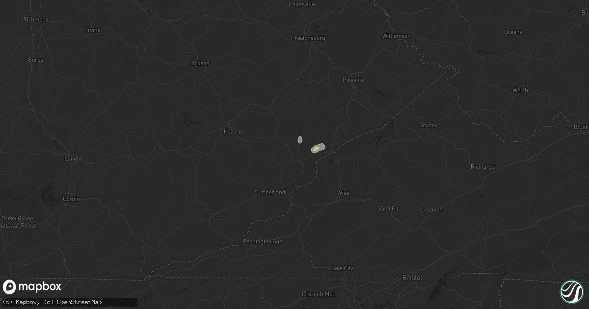 Hail map in Whitesburg, KY on May 13, 2025