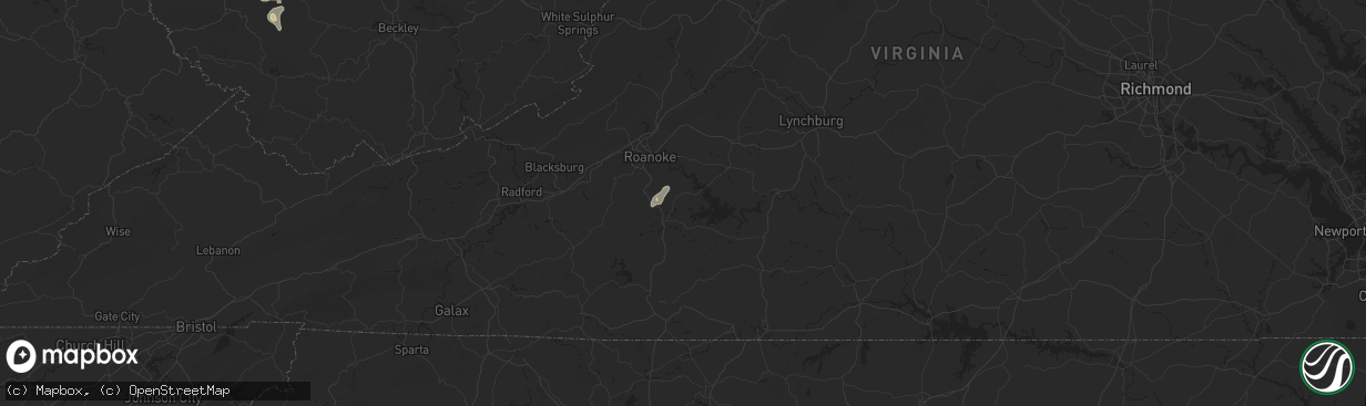 Hail map in Wirtz, VA on May 13, 2025