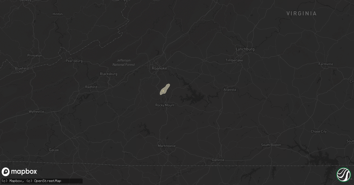 Hail map in Wirtz, VA on May 13, 2025