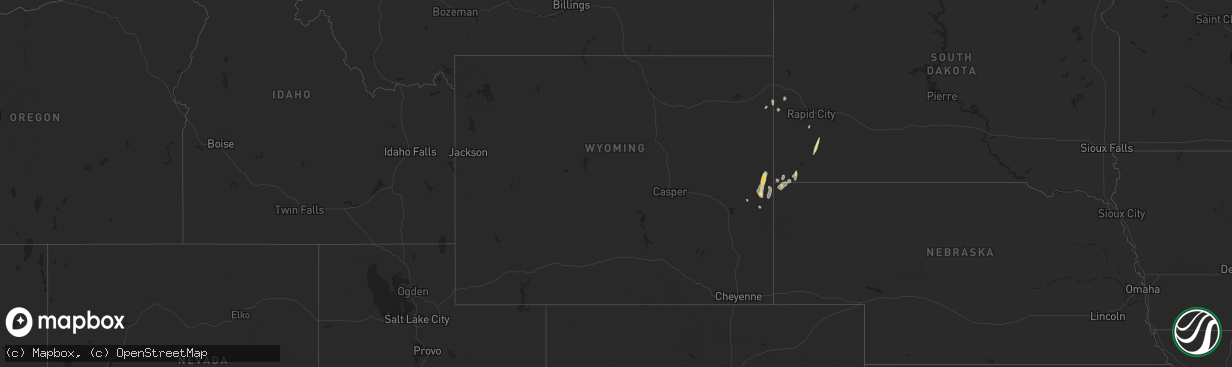 Hail map in Wyoming on May 13, 2025
