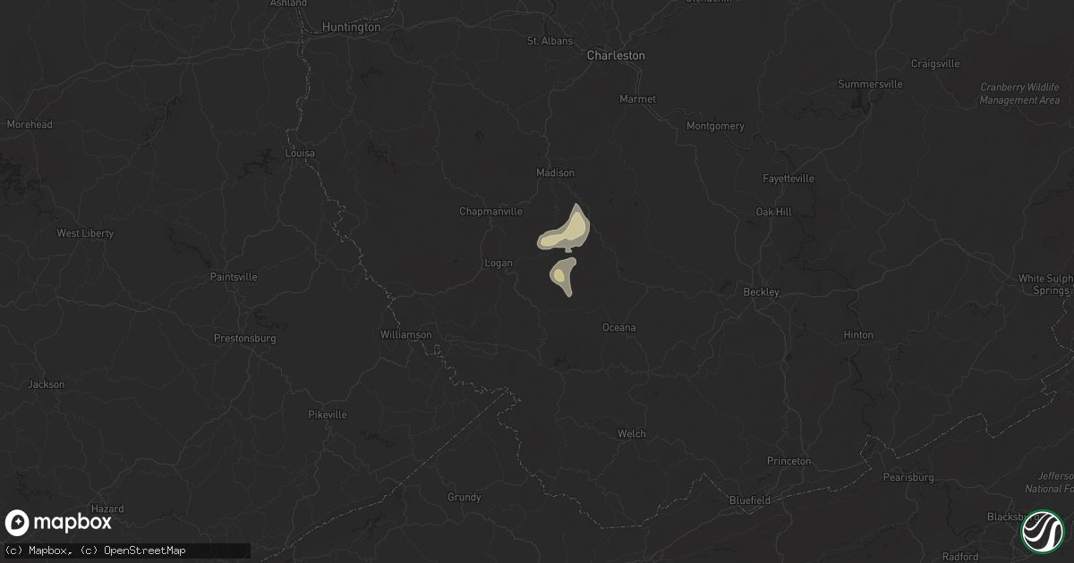 Hail map in Yolyn, WV on May 13, 2025