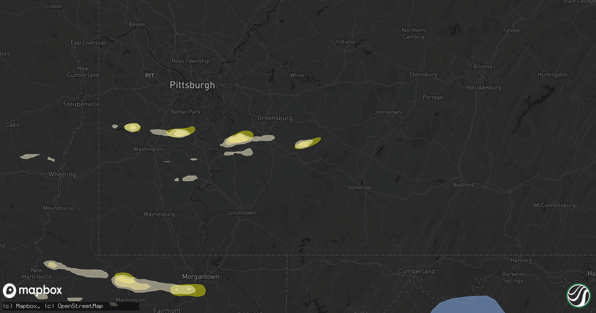 Hail map in Acme, PA on May 13, 2026