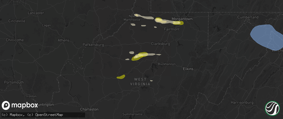 Hail map in Alum Bridge, WV on May 13, 2026