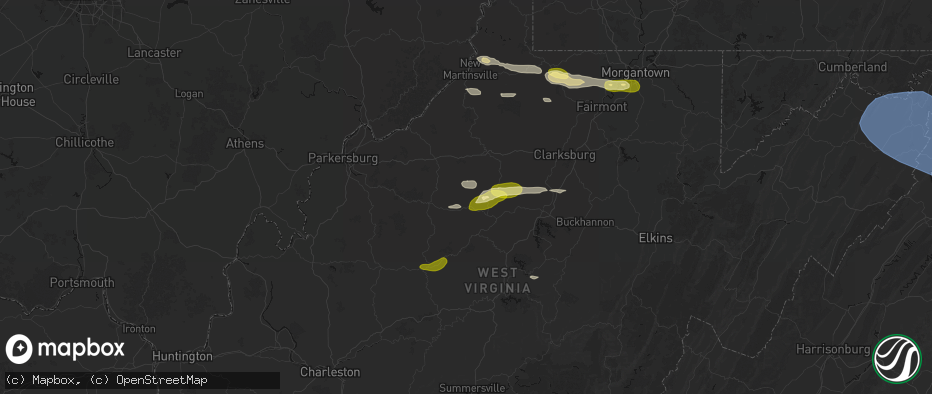Hail map in Auburn, WV on May 13, 2026