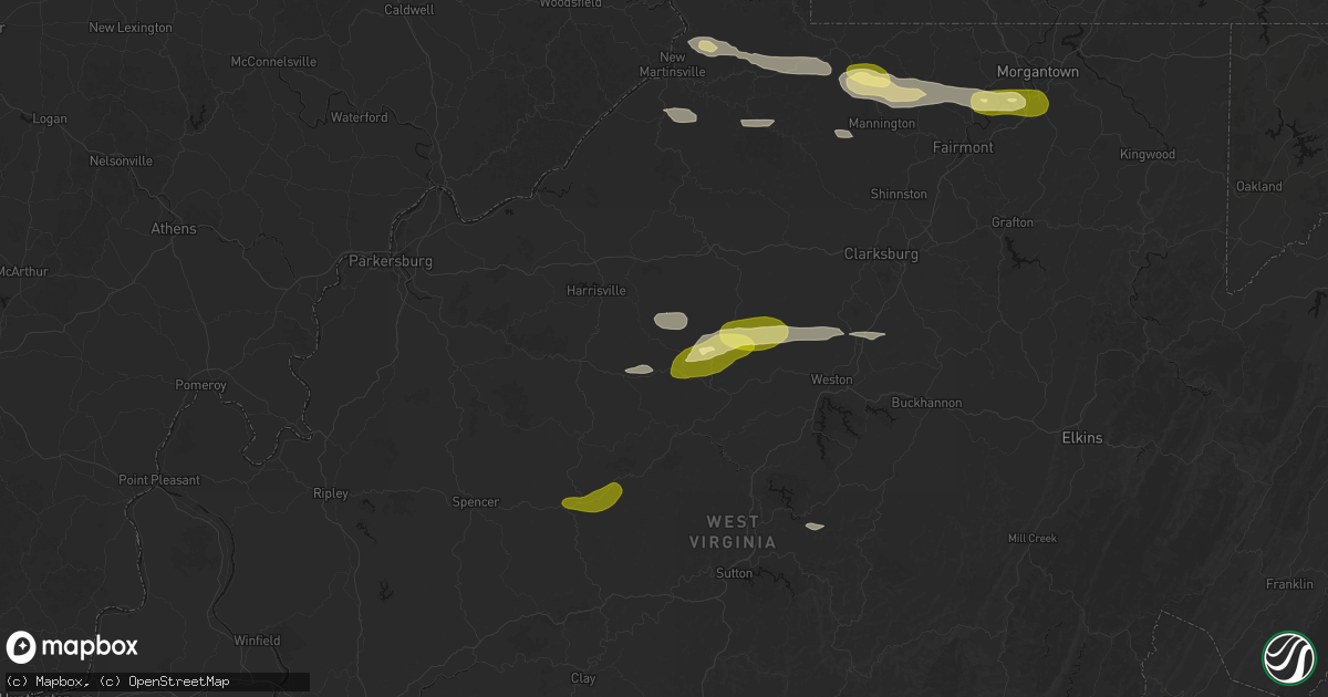 Hail map in Auburn, WV on May 13, 2026
