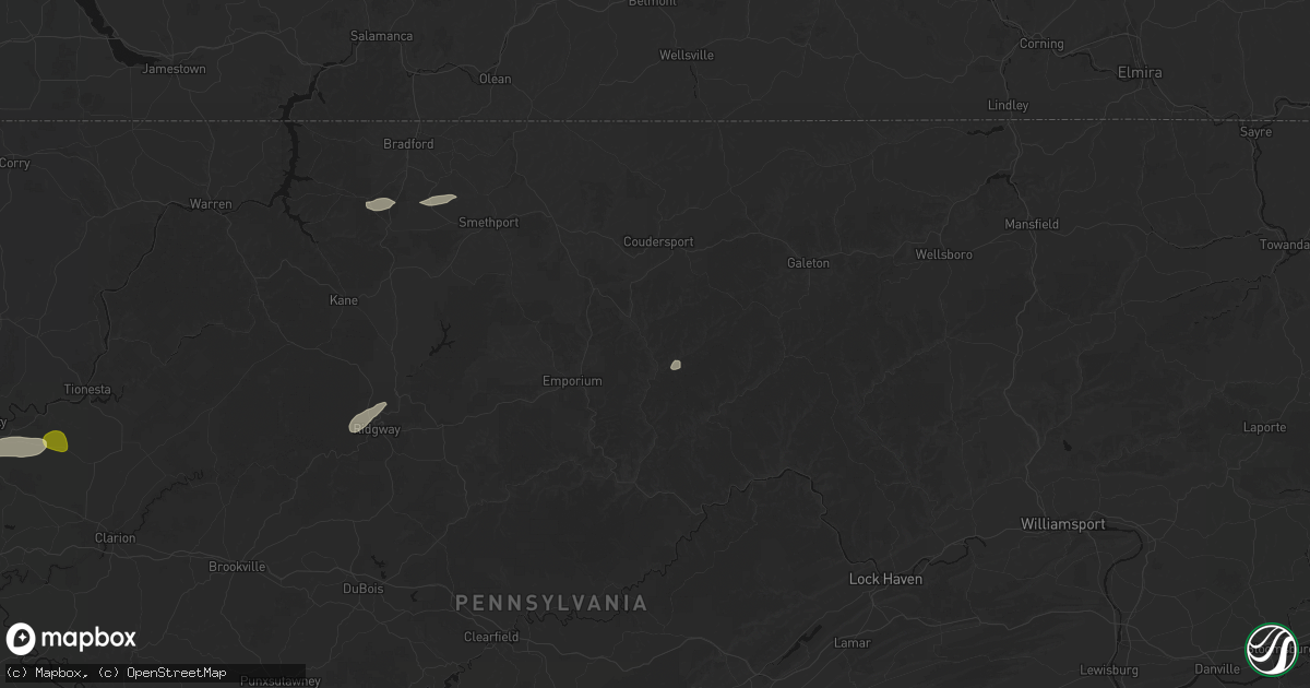 Hail map in Austin, PA on May 13, 2026
