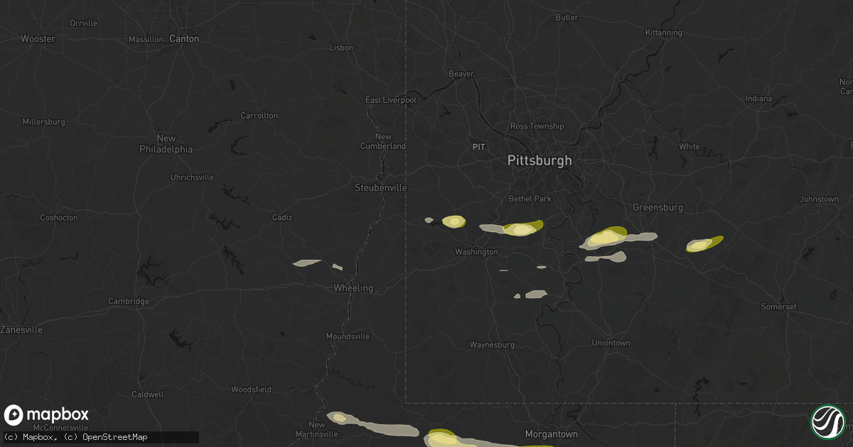Hail map in Avella, PA on May 13, 2026