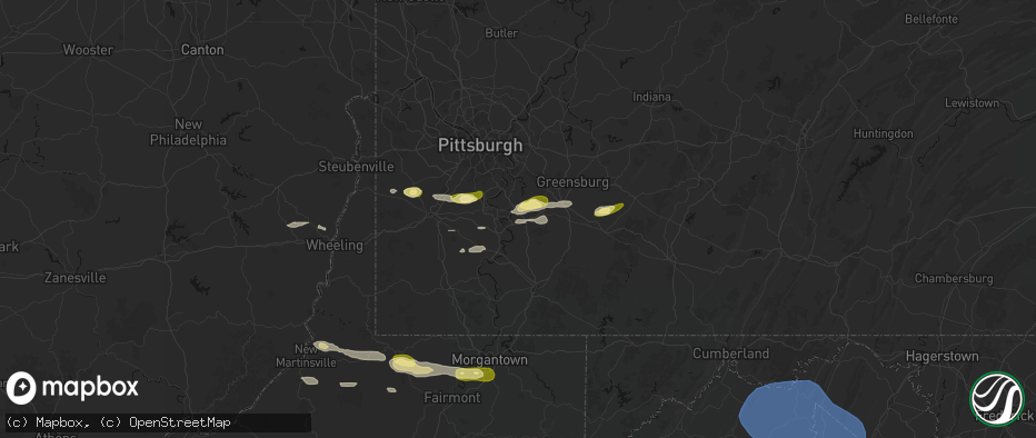 Hail map in Belle Vernon, PA on May 13, 2026