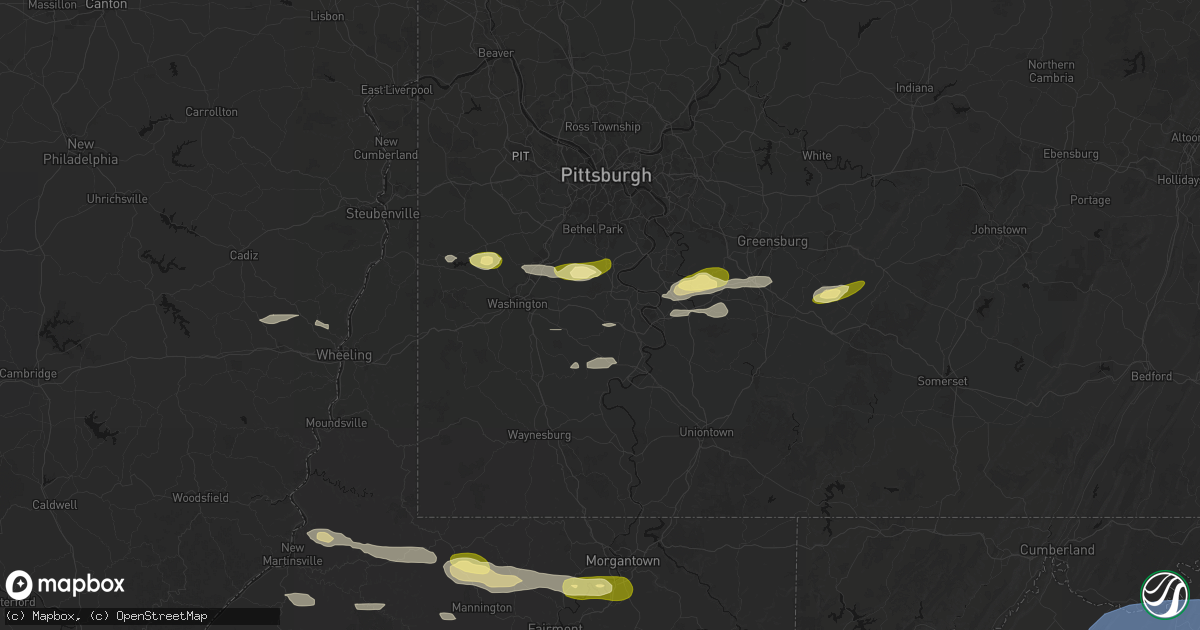 Hail map in Bentleyville, PA on May 13, 2026