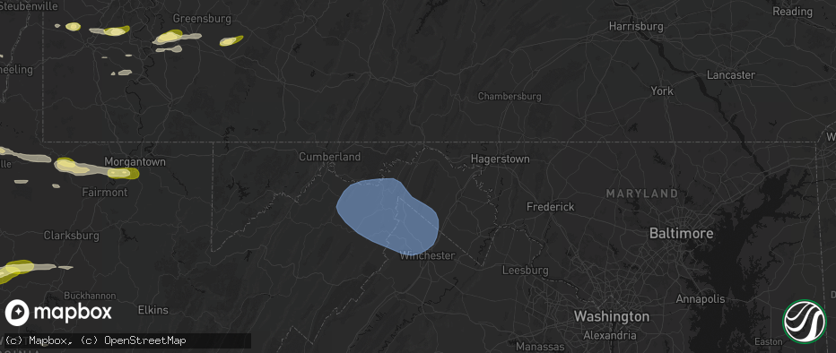 Hail map in Berkeley Springs, WV on May 13, 2026