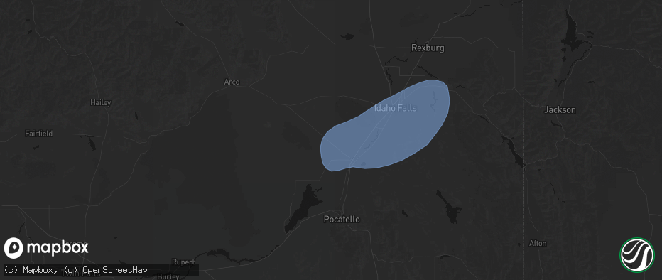 Hail map in Blackfoot, ID on May 13, 2026