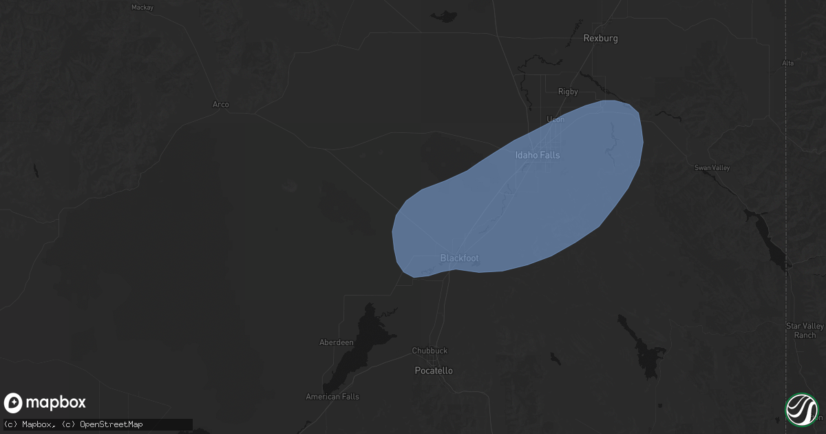 Hail map in Blackfoot, ID on May 13, 2026