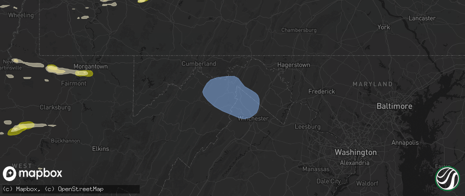 Hail map in Bloomery, WV on May 13, 2026
