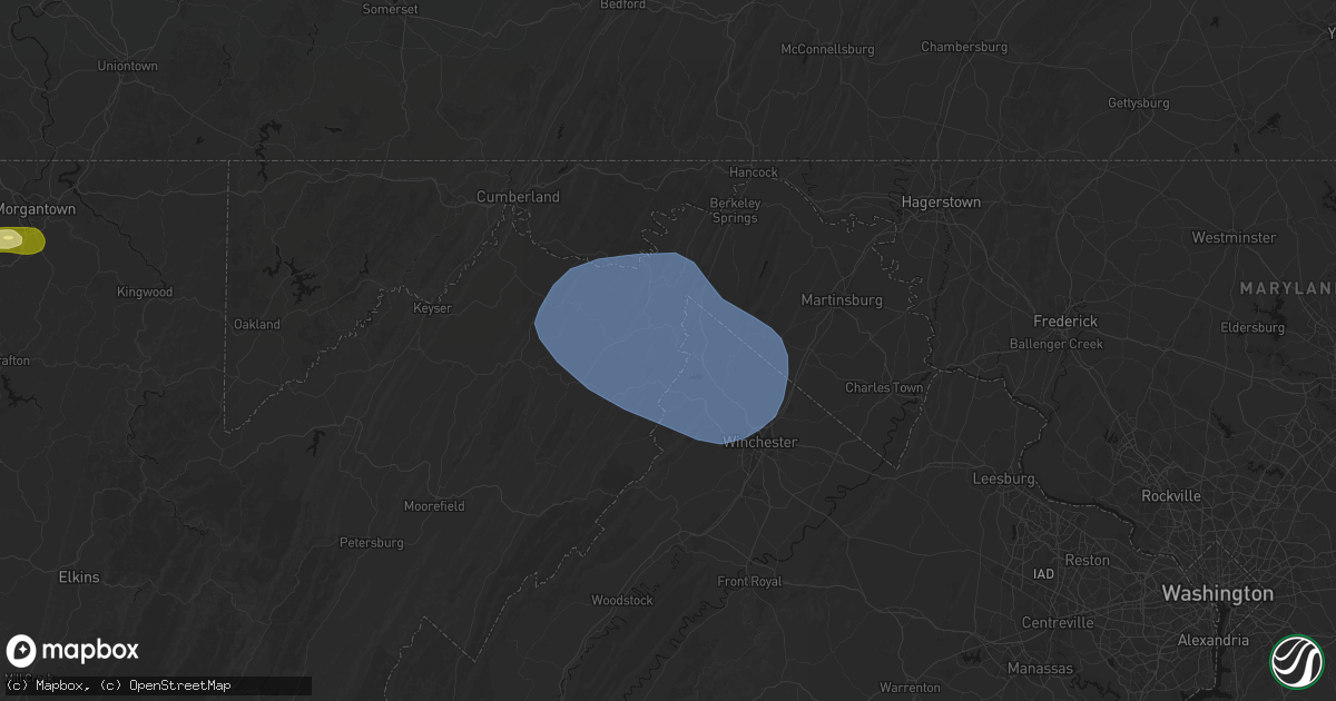 Hail map in Bloomery, WV on May 13, 2026