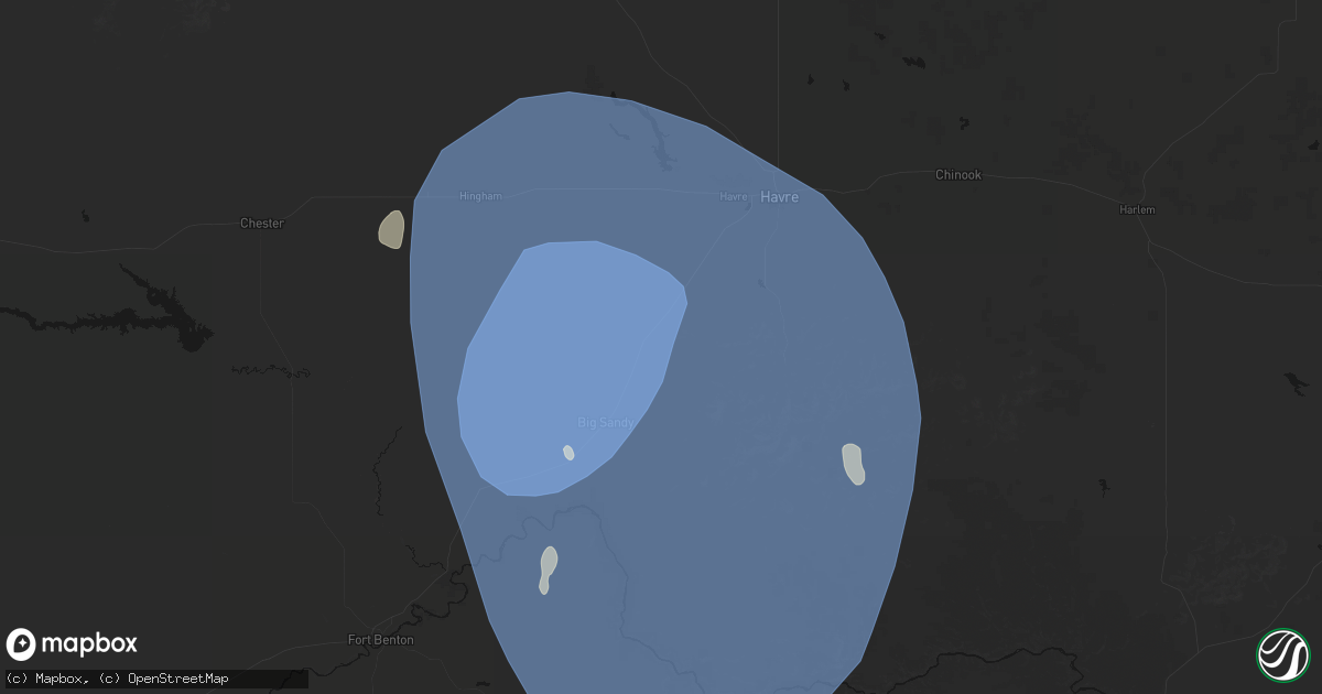 Hail map in Box Elder, MT on May 13, 2026