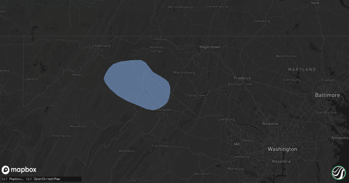 Hail map in Bunker Hill, WV on May 13, 2026