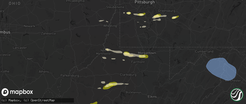 Hail map in Burton, WV on May 13, 2026