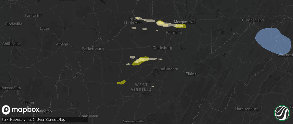 Hail map in Camden, WV on May 13, 2026
