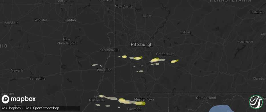 Hail map in Canonsburg, PA on May 13, 2026
