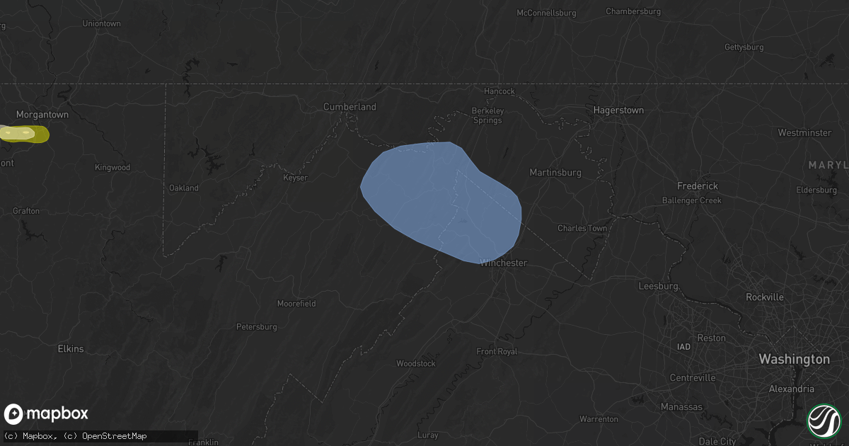 Hail map in Capon Bridge, WV on May 13, 2026