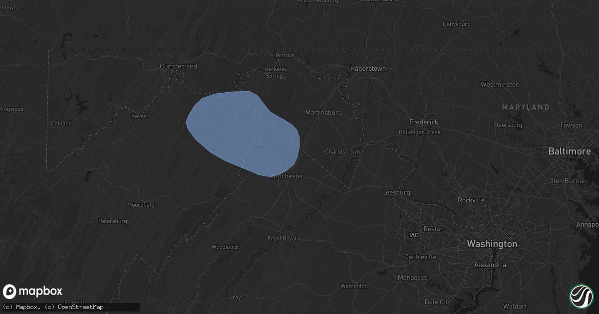 Hail map in Clear Brook, VA on May 13, 2026