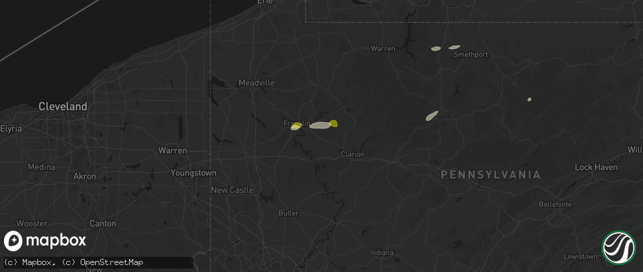 Hail map in Cranberry, PA on May 13, 2026