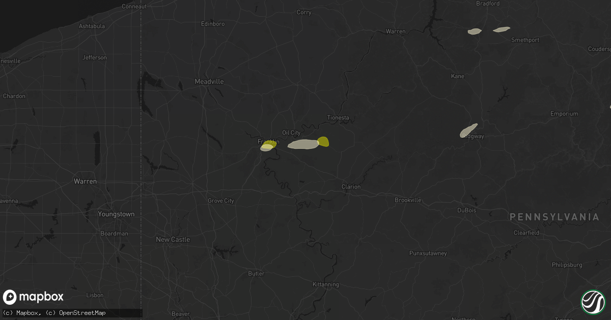 Hail map in Cranberry, PA on May 13, 2026