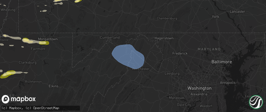 Hail map in Cross Junction, VA on May 13, 2026