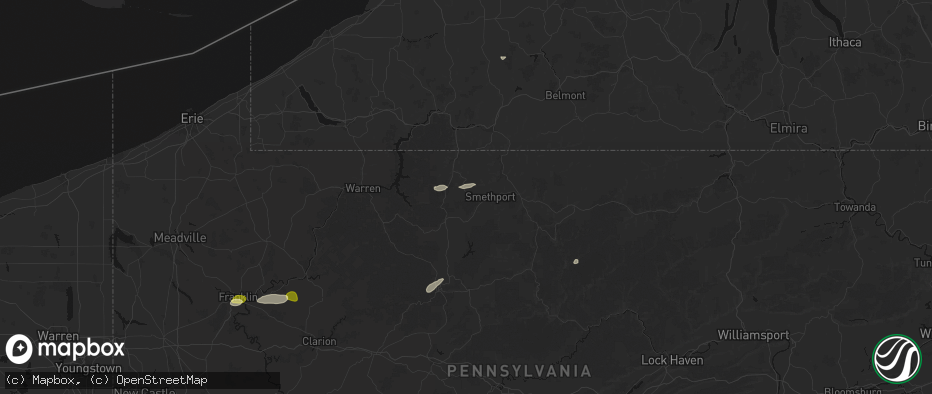 Hail map in Cyclone, PA on May 13, 2026