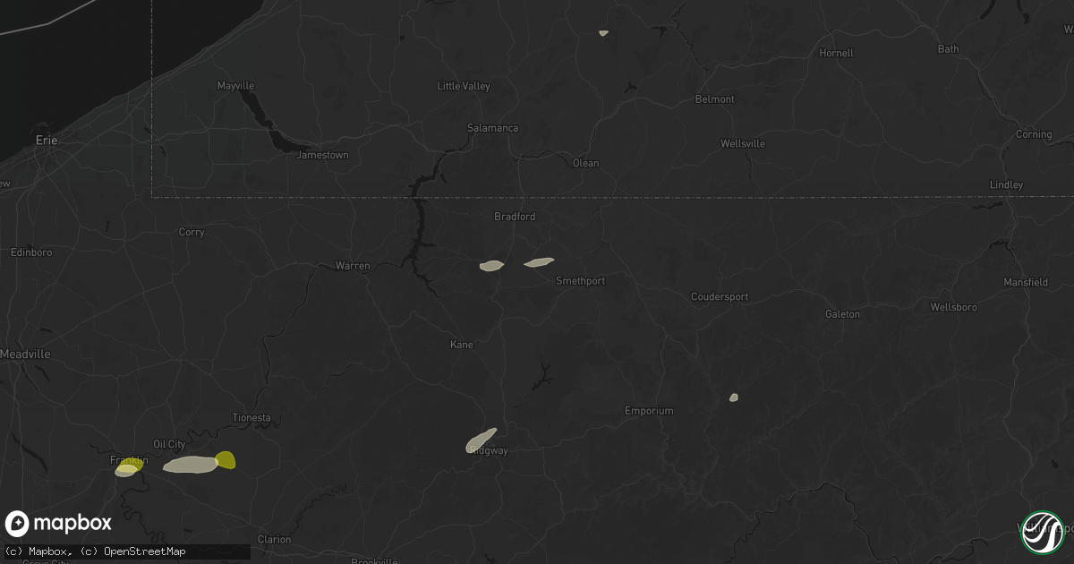 Hail map in Cyclone, PA on May 13, 2026