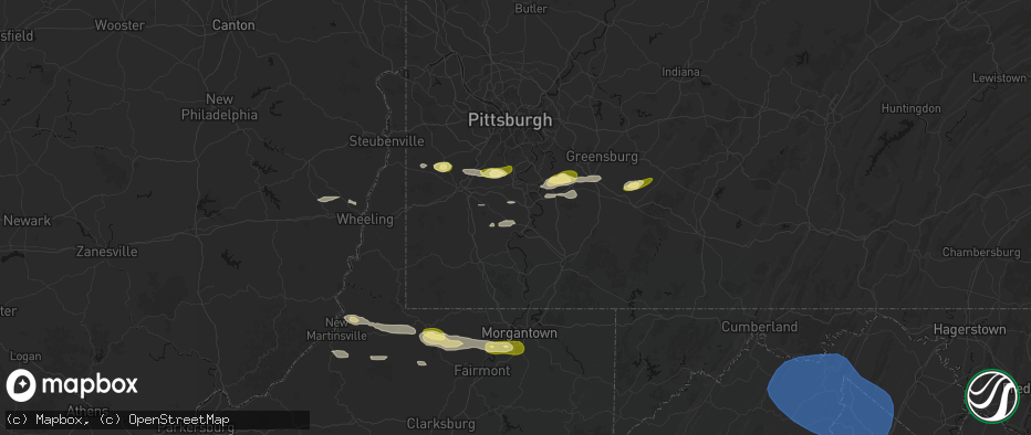 Hail map in Daisytown, PA on May 13, 2026