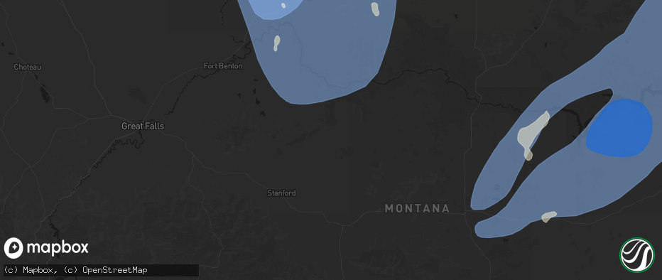 Hail map in Denton, MT on May 13, 2026