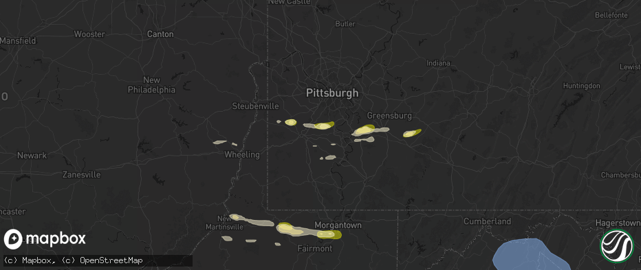Hail map in Eighty Four, PA on May 13, 2026