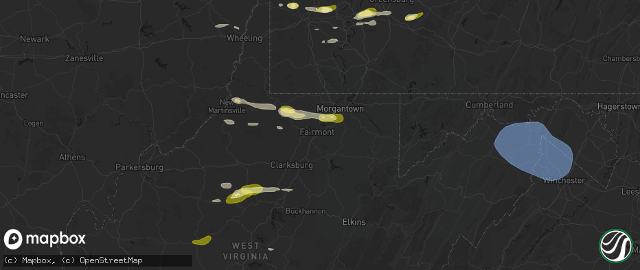 Hail map in Fairmont, WV on May 13, 2026