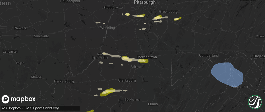 Hail map in Fairview, WV on May 13, 2026