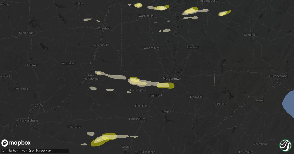 Hail map in Fairview, WV on May 13, 2026