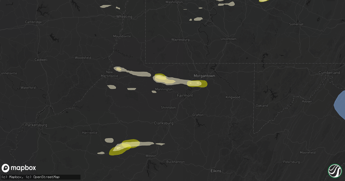 Hail map in Farmington, WV on May 13, 2026